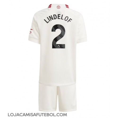 Camisa de Futebol Manchester United Victor Lindelof #2 Equipamento Alternativo Infantil 2023-24 Manga Curta (+ Calças curtas)
